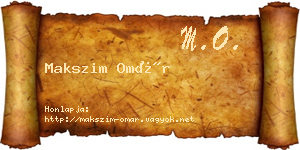 Makszim Omár névjegykártya